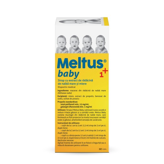 Meltus Baby, 100ml, dispozitiv medical, Labormed, sirop cu miere, propolis si extract de nalbă mare