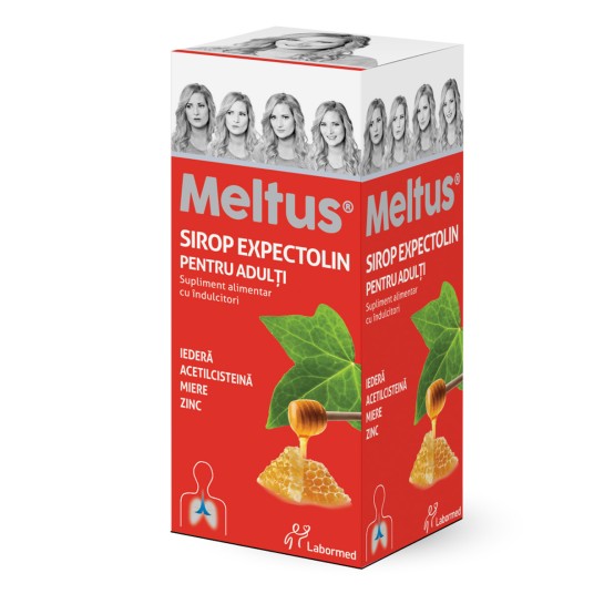 Meltus Expectolin pentru adulti, 100ml, supliment alimentar, Labormed, sirop cu miere, iederă, zinc, acetilcisteină 