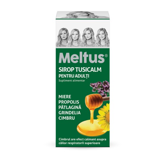 Meltus Tusicalm pentru adulti, 100ml, supliment alimentar, Labormed, sirop cu miere, Cimbru, Grindelia, Pătlagină si tinctură de propolis 