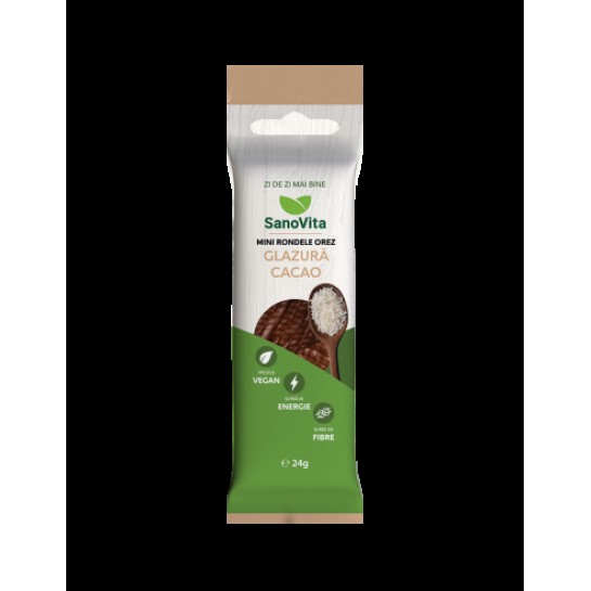 Mini-rondele din orez cu glazură de cacao 24g, SanoVita