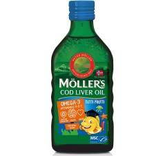 Möller’s cod liver oil omega3, aromă de tutti-frutti, 250 ml