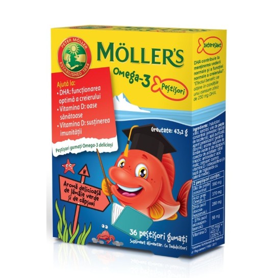 Möller’s omega-3 pestisori - căpșuni, 36 jeleuri, Orkla