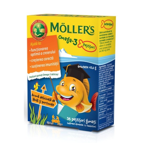 Möller’s omega-3 pestisori - portocale, 36 jeleuri, Orkla