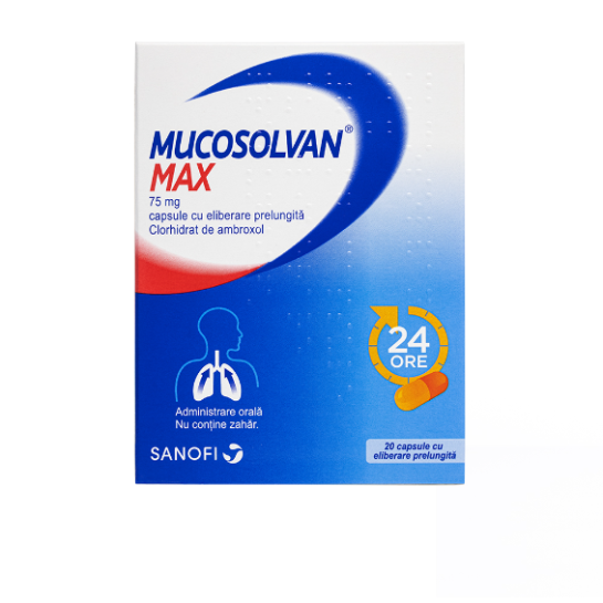 Mucosolvan Max 75mg, 20 capsule cu eliberare prelungită, Sanofi