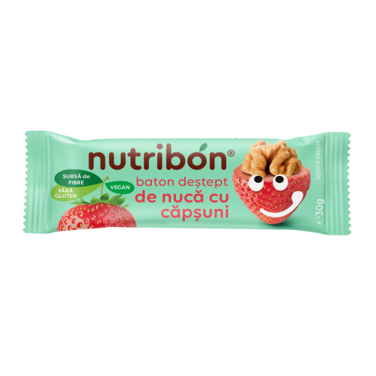 Nutribon baton vegan nucă si căpsuni, 30gr