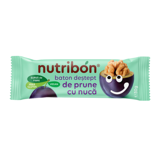 Nutribon baton vegan prune si nucă, 30gr