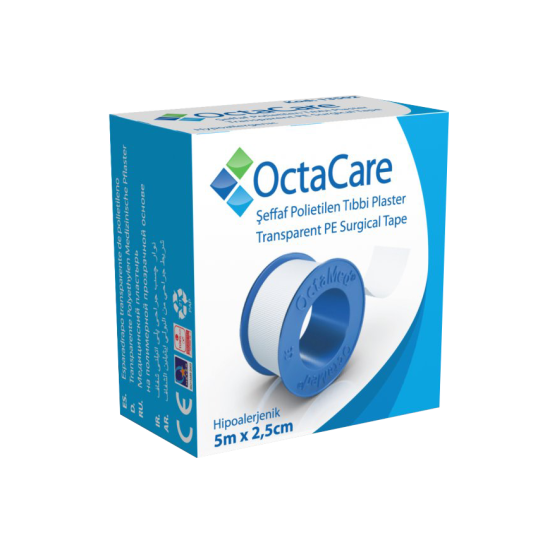 Octacare bandă adezivă plastic, 5m x 2.5cm