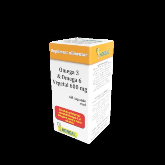 Omega 3 & Omega 6 Vegetal 600 mg, 60 capsule moi, Hofigal