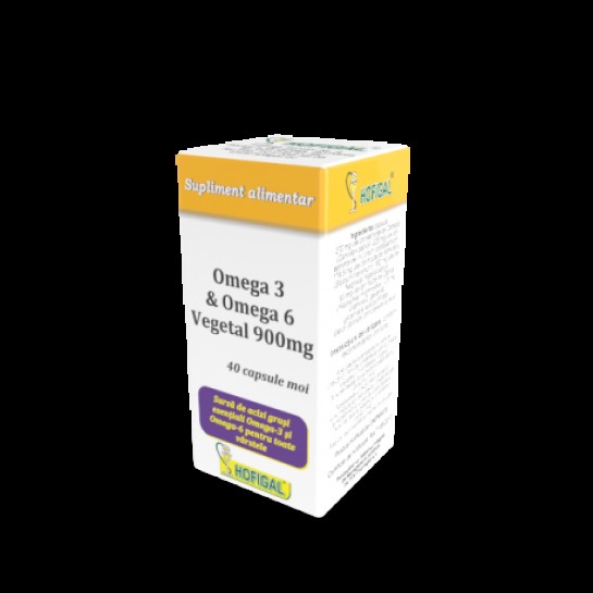 Omega 3 & Omega 6 Vegetal 900 mg, 40 capsule moi, Hofigal