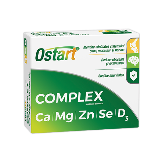 Ostart® Complex Ca + Mg + Zn + Se + D3, 30 comprimate