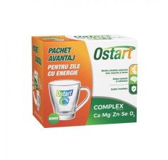 Ostart® Complex Ca + Mg + Zn + Se + D3, 30 comprimate + cana cadou