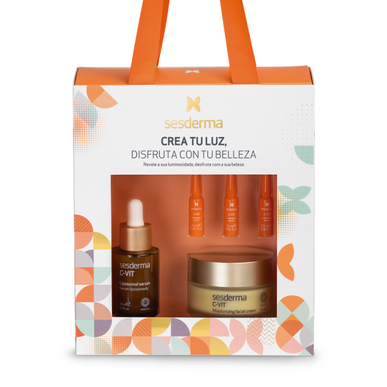 Pachet C-Vit 5 Vitamins ser, 30 ml + C-Vit cremă hidratantă, 50 ml + C-Vit ser intensiv 3 fiole, 1.5 ml, Sesderma