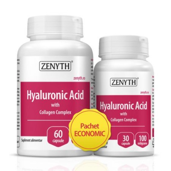 Pachet Hyaluronic Acid cu Collagen Complex 30+60 capsule, Zenyth