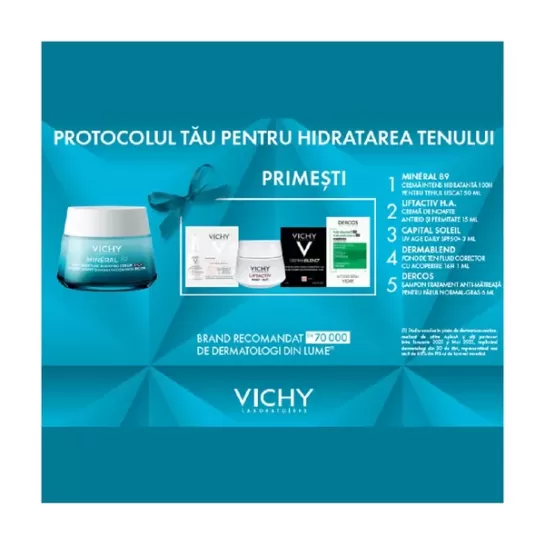 Pachet Promotional Vichy Mineral 89 crema hidratanta ten uscat 50ml + crema liftactiv ha noapte 15ml + mostre