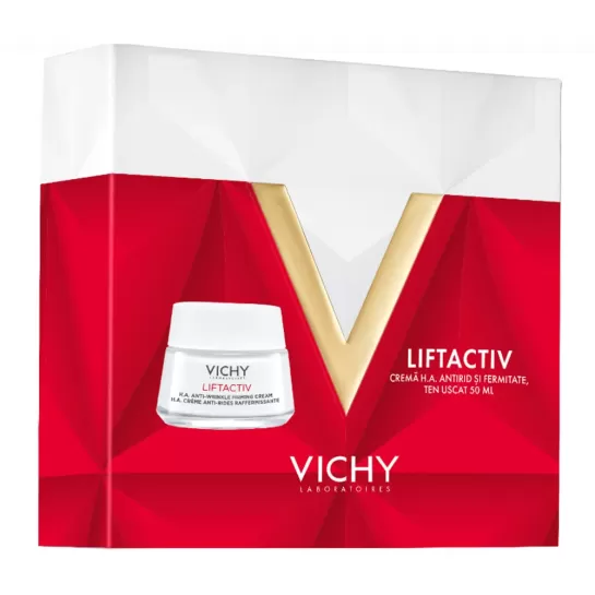 Pachet Promotional Vichy Liftactiv ha crema antirid ten uscat 50ml + crema noapte 15ml + mostre