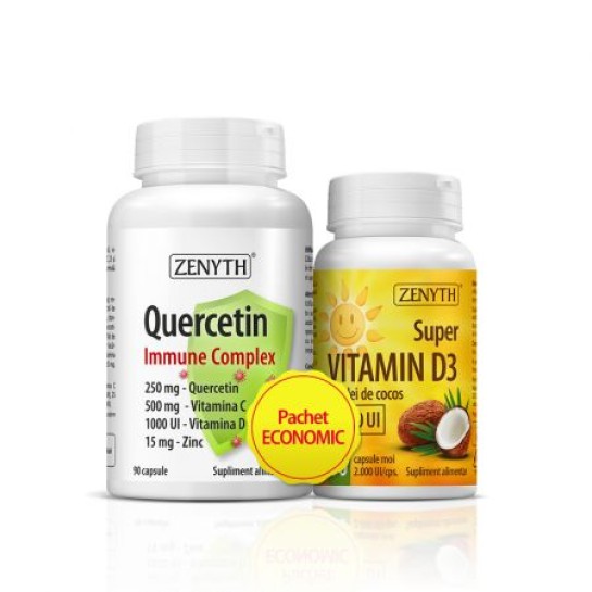 Pachet Quercitin Immune 90 capsule + Supervitamin D3 30 capsule, Zenyth