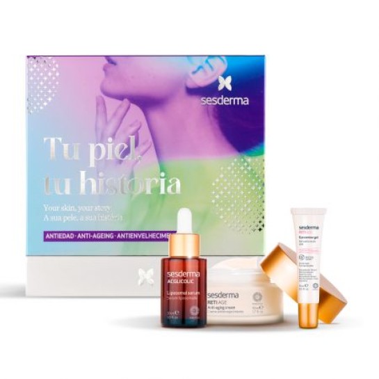 Pachet Sesderma Acglicolic ser lipozomal, 30 ml + Reti-age cremă, 50 ml + Reti-age contur ochi, 15 ml, Sesderma