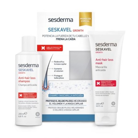 Pachet Seskavel, sampon impotriva căderii părului, 200 ml + mască pentru păr, 200 ml, Sesderma