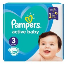 Pampers 3 active baby 6-10kg, 29 bucati