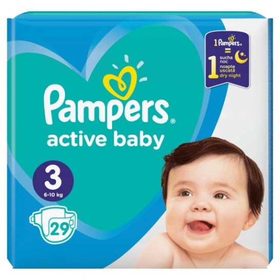 Pampers 3 active baby 6-10kg, 29 bucăti