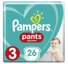Pampers 3 pants active baby 4-9kg, 26 bucati