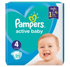 Pampers 4 active baby 9-14kg, 25 bucati