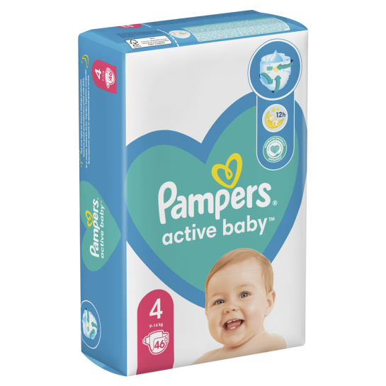 Pampers 4 active baby 9-14kg, 46 bucăti
