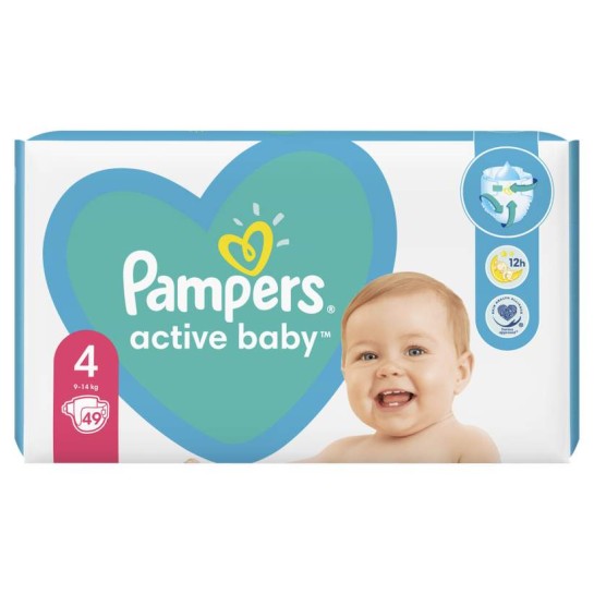 Pampers 4 active baby 9-14kg, 49 bucăti