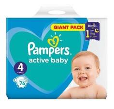 Pampers 4 active baby 9-14kg, 76 bucati