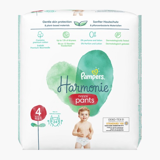 Pampers 4 pants harmonie 9-15kg, 24 bucăti