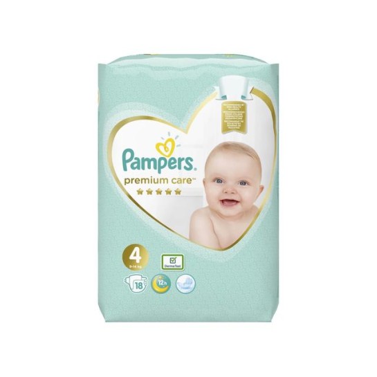 Pampers 4 premium care 9-14kg, 18 bucăti