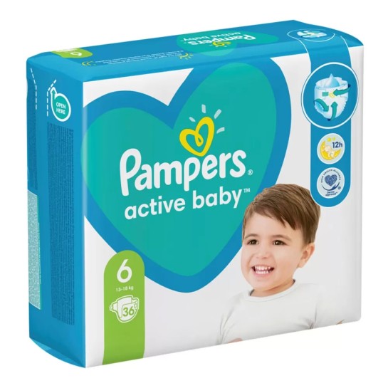 Pampers 6 active baby 13-18kg, 36 bucăti