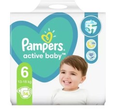 Pampers 6 active baby 13-18kg, 56 bucati