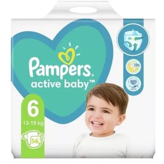 Pampers 6 active baby 13-18kg, 56 bucăti