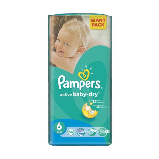 Pampers 6 active baby 15+, 56 bucăti
