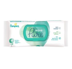 Pampers servetele umede aqua pure cu capac, 48 bucati