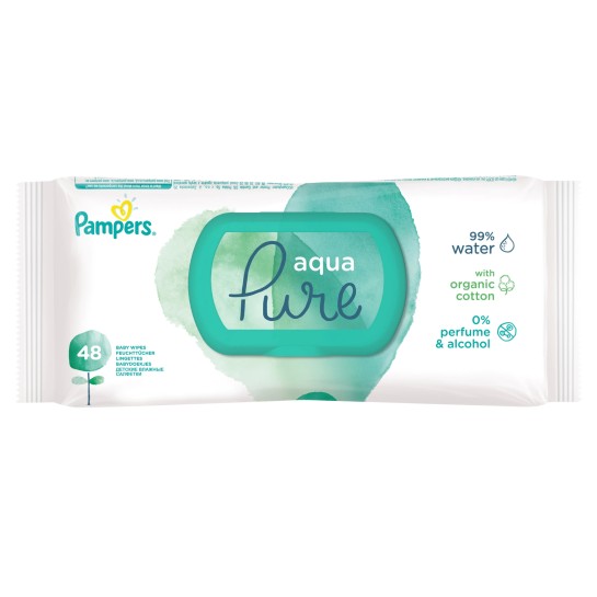 Pampers servetele umede aqua pure cu capac, 48 bucăti