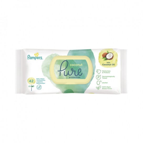 Pampers servetele umede cocos pure, 42 bucăti