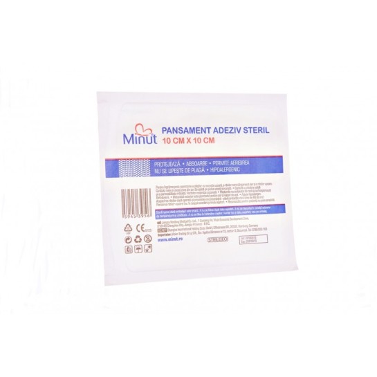 Pansament adeziv steril, 10cm x 10cm, Minut