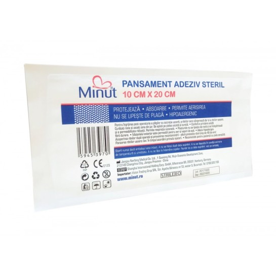 Pansament adeziv steril, 10cm x 20cm, Minut