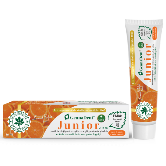 Pastă de dinti Gennadent junior cu argilă si portocale 80 ml, VivaNatura