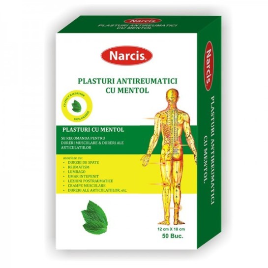 Plasturi antireumatici, 12cm x 18cm mentol, Narcis