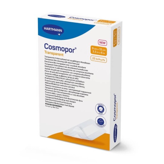 Cosmopor transparent, Plasture transparent cu compresa sterila 9 x 15 cm, 25 bucati, Hartmann