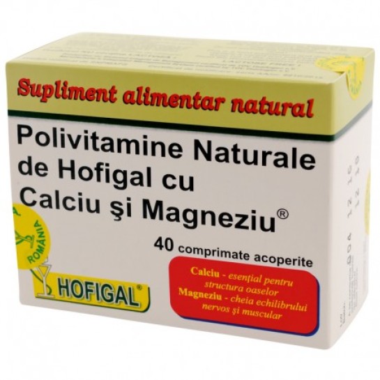 Polivitamine naturale cu Calciu si Magneziu, 40 comprimate, Hofigal