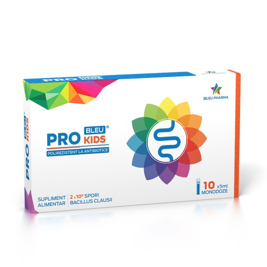 Pro Kids Bleu, probiotic pentru copii, 10 fiole x 5 ml, Bleu Pharma