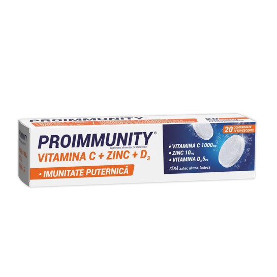Proimmunity, Vitamina C + Zinc + D3, 20 comprimate, Fiterman