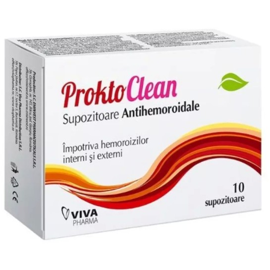 ProktoClean supozitoare antihemoroidale, 10 bucăti, Viva Pharma