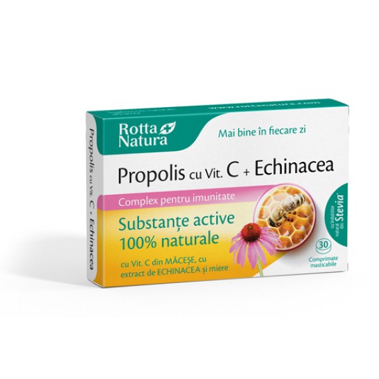 Propolis + Vitamina C naturală + Echinaceea + Miere, 30 capsule, Rotta Natura