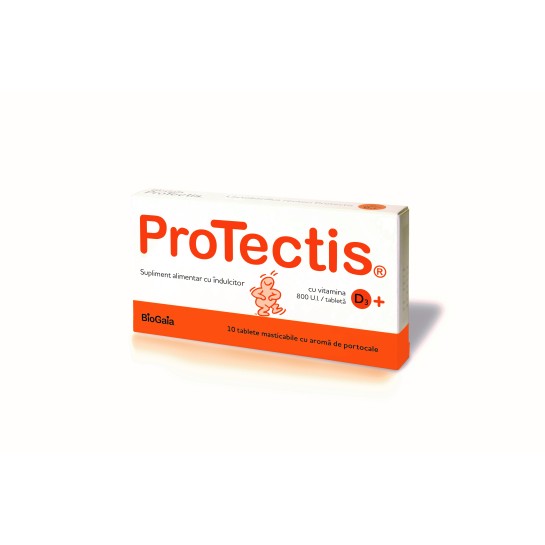 Protectis BioGaia cu Vitamina D3 800UI aroma de portocale, 10 tablete masticabile
