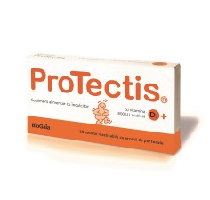 Protectis BioGaia cu Vitamina D3 800UI cu aroma de lamaie, 10 tablete masticabile
